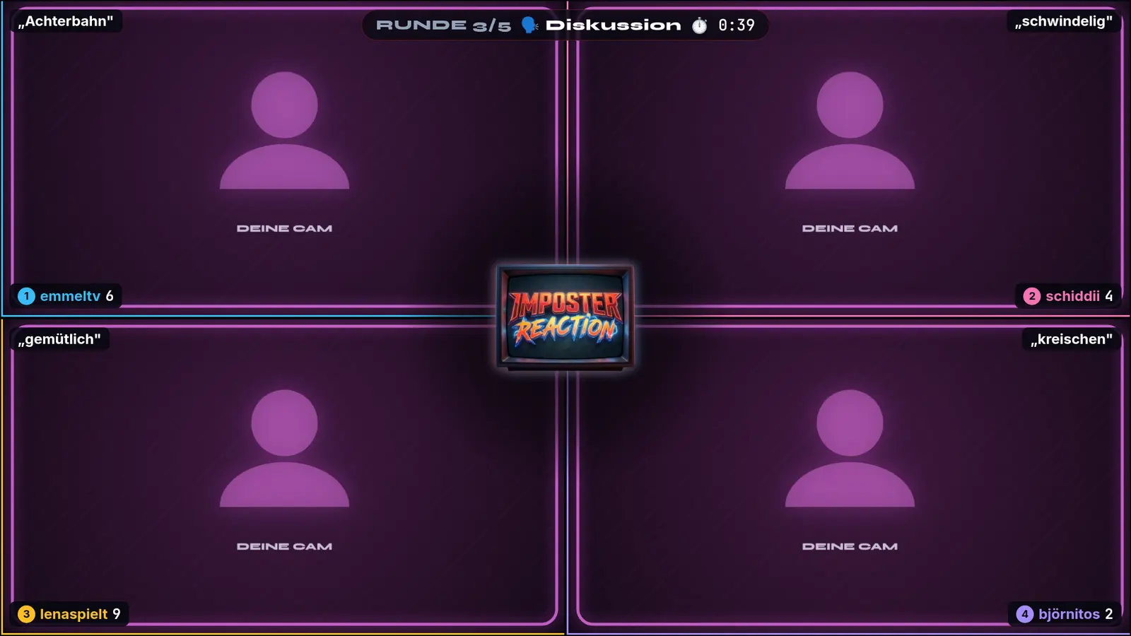 Imposter Reaction: Beispielansicht 2 mit Beispielinhalten