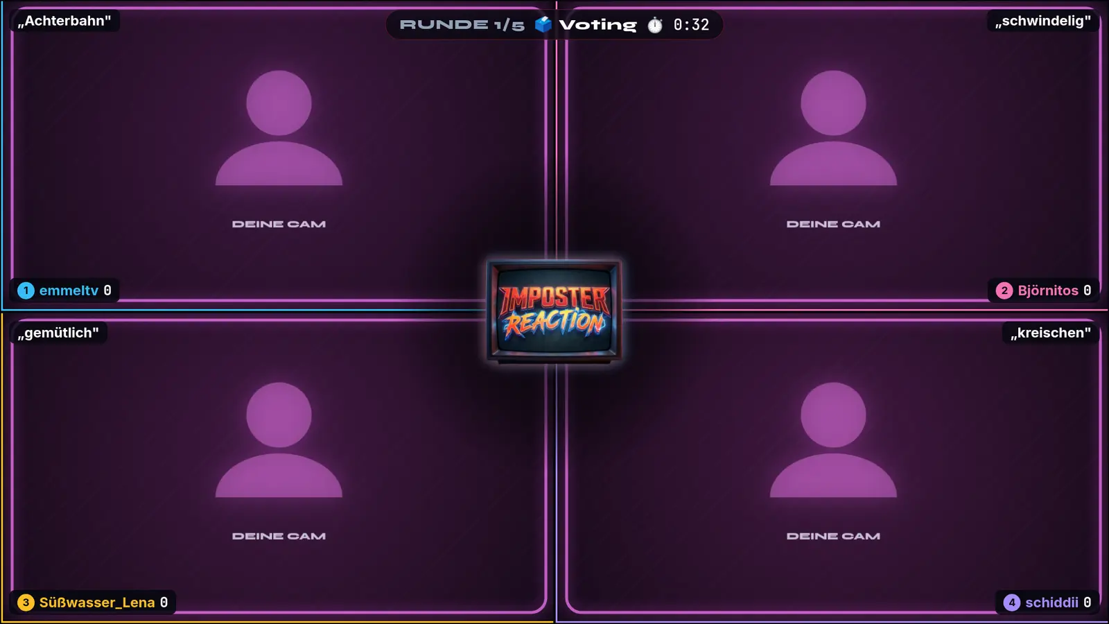 Imposter Reaction: Beispielansicht 3 mit Beispielinhalten